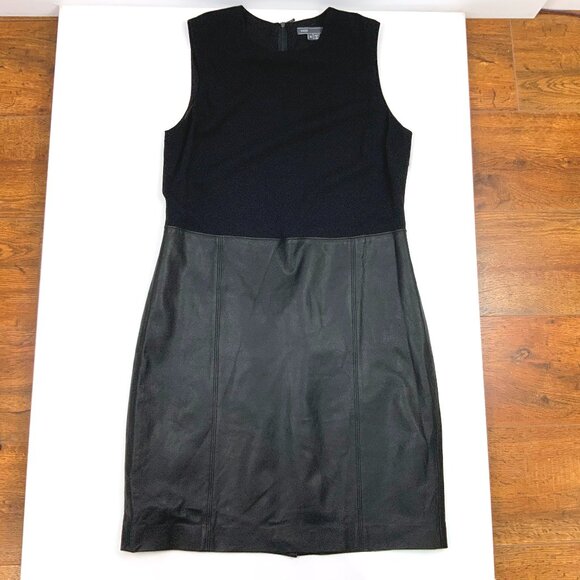 Vince Sleeveless Viscose/Leather Sheath Dress Black Size 12 - Picture 15 of 16